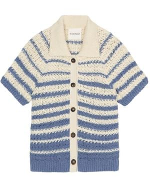 Closed Striped Short-Sleeve Cardigan - Blue