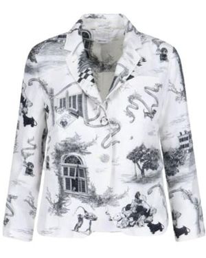 Thom Browne Graphic Printed Long-Sleeved Jacket - Gray