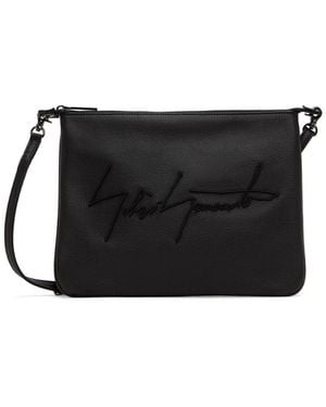 Yohji Yamamoto Discord Embroidered Shoulder Bag - Black