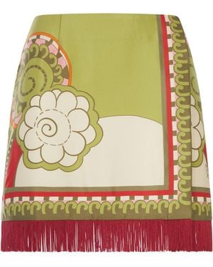 La DoubleJ Fringed A-Line Mini Skirt - Multicolour