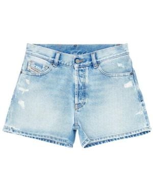 DIESEL De Helios Distressed Denim Shorts - Blue