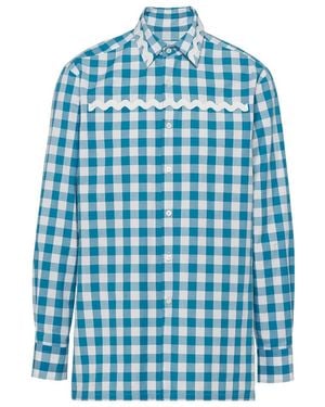 Prada Check-Printed Buttoned Shirt - Blue