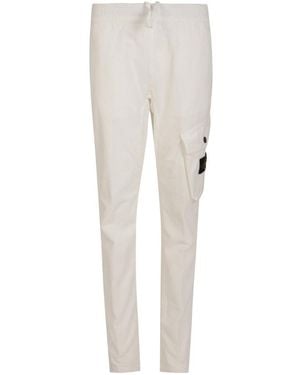 Stone Island Junior Logo Patch Cargo Pants - White