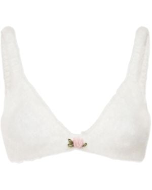 Alessandra Rich Flower-Embellished Sleeveless Top - White