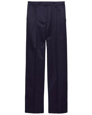 Prada Pleated Straight-Leg Trousers - Blue