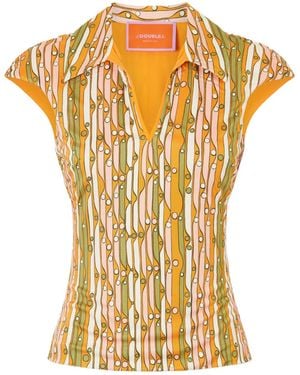 La DoubleJ Sleeveless Stretch Polo - Metallic