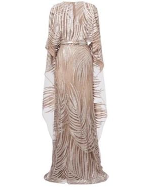 Elie Saab Embroidered Sheer Tulle Gown - Natural