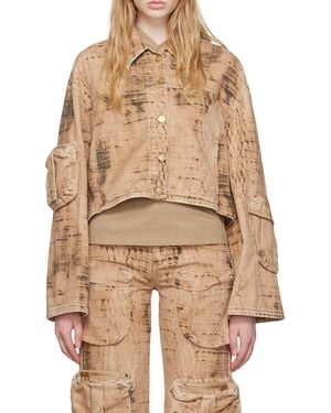 Blumarine Camouflage Pattern Denim Coat - Natural