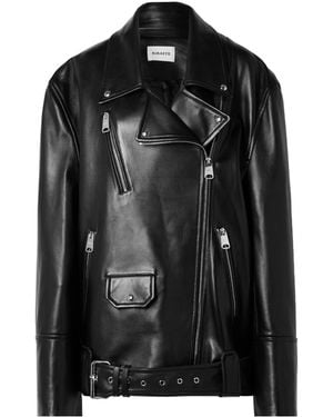 KHAITE Hansel Belted Leather Jacket - Black