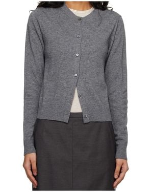 DUNST Essential Crewneck Knit Cardigan - Gray