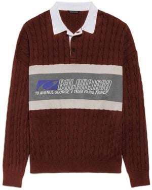 Balenciaga Sporty Block Patched Polo Shirt - Brown