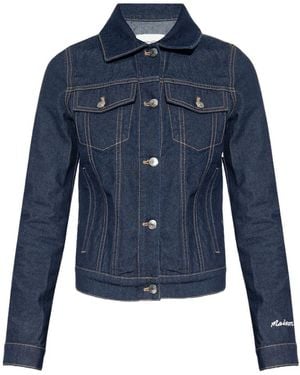 Maison Kitsuné Logo-Embroidered Denim Jacket - Blue