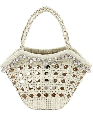 OSOI Beaded Woven Shoulder Bag - Natural