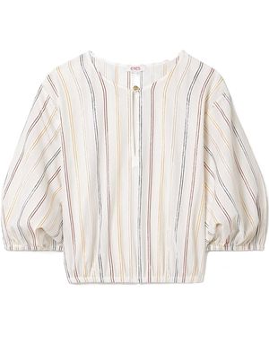 Eres Eldorado Striped Puff-Sleeve Blouse - Natural