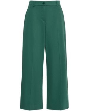 Weekend by Maxmara Pressed-Crease Wide-Leg Pants - Green