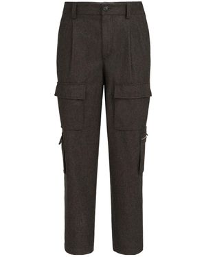 Brunello Cucinelli Virgin Wool Flannel Pants With Cargo Pockets And Waist Tabs - Black