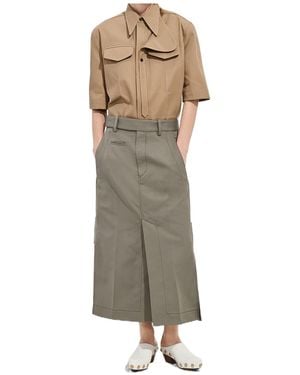 Bottega Veneta Cotton And Silk Gabardine Skirt - Natural