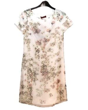 Max Mara Round Neck Short Sleeve Dress - Natural