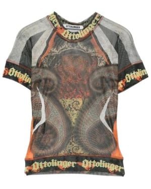 OTTOLINGER Paisley Mesh Logo T-Shirts - Grey