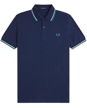 Fred Perry Tipped Logo Polo Shirt - Blue