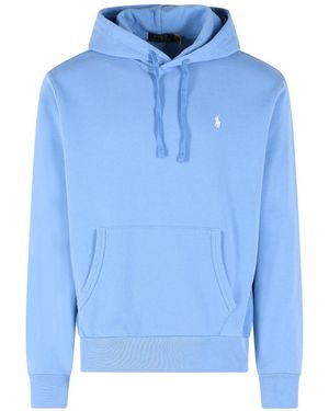 Polo Ralph Lauren Logo Embroidered Drawstring Hoodie - Blue