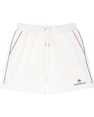 CASABLANCA Diamond Jacquard Terry Drawstring Shorts - White
