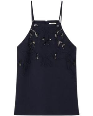 Twinset Embroidered Halter Neck Top - Blue