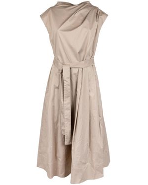 Peserico Belted Sleeveless Dress - Natural