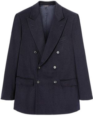 Loro Piana Lapel Long-Sleeved Suit Jacket - Blue