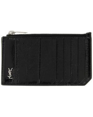 Saint Laurent Tiny Cassandre Card Holder - Black