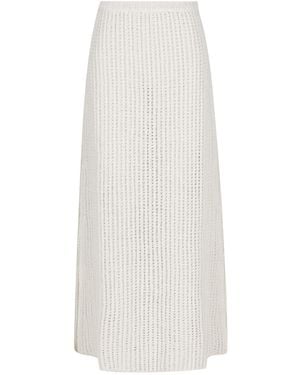 Ferragamo Side-Slit Knitted Midi Skirt - White
