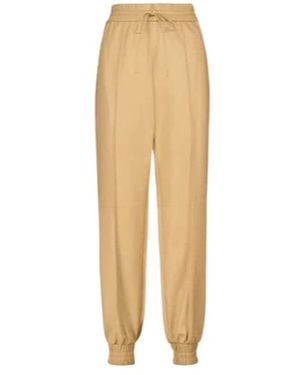 Jil Sander Ankle-Zip Leather Pants - Natural