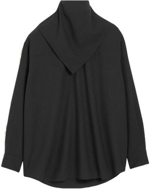 Ami Paris Draped Collar Long-Sleeved Top With Scarf Detail - Black