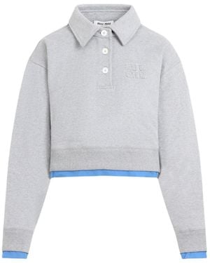 Miu Miu Cotton Fleece And Poplin Sweatshirt - White
