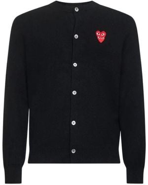COMME DES GARÇONS PLAY Comme Des Garçons Play Heart-Patch Knitted Cardigan - Blue