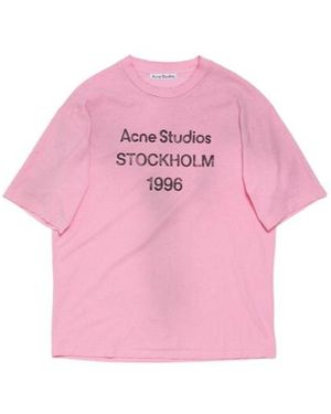 Acne Studios Logo Printed Crewneck T-Shirt - Pink