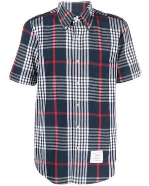 Thom Browne Plaid-Check Short-Sleeve Shirt - Blue