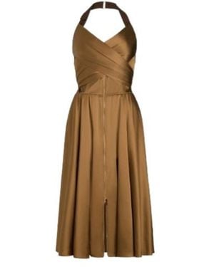 Patou Pleated Midi Dress - Brown