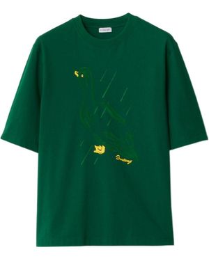 Burberry Embroidered-Duck Cotton Tshirt - Green