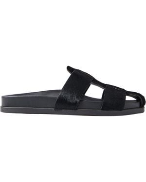 Ancient Greek Sandals Calf Hair Sandals - Black