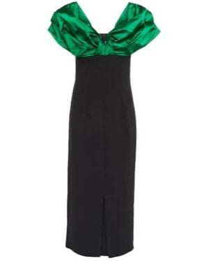 Safiyaa Diane Satin-Trimmed Midi Dress - Green