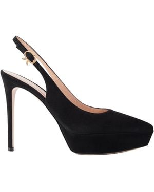 Gianvito Rossi Suede Slingback Pumps - Black