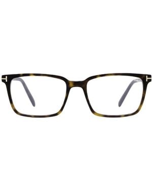 Tom Ford Eyewear Tortoiseshell Effect Rectangular Frame Glasses - Brown