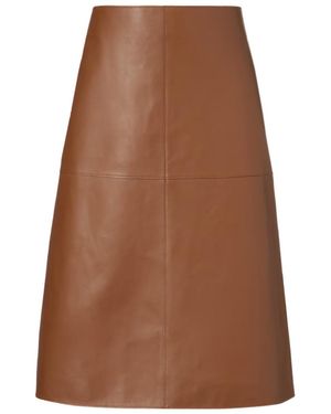 JOSEPH Niven Leather Midi Skirt - Brown