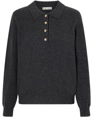 Blazé Milano Highland Wool And Cashmere Blend Polo Collar Sweater - Black