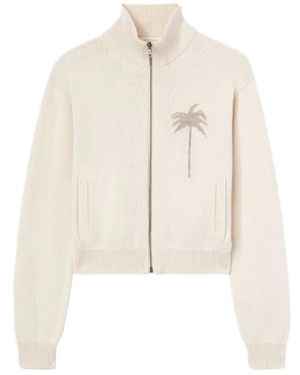 Palm Angels Palm Tree Knitted Track Top - Natural