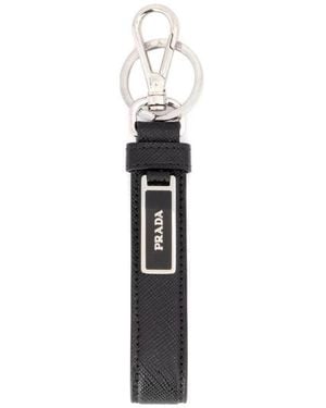 Prada Leather Key Chain - White