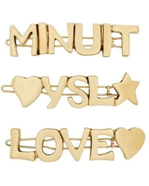 Saint Laurent Love Letters Hair Clips - Metallic