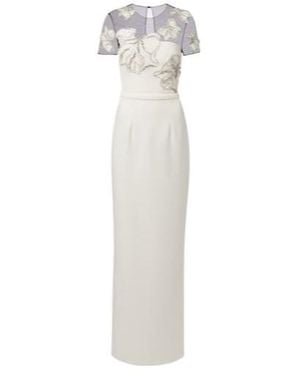 Safiyaa Embellished Crêpe Gown - White