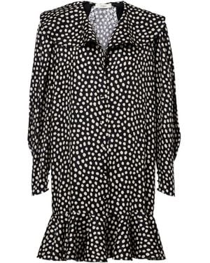 Chloé Polka-Dot Silk Jacquard Minidress - Black